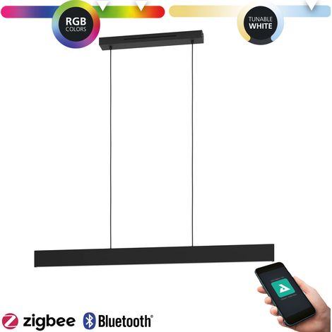 Lampe à suspension LED Andreas-Z en acier noir, blanc en plastique 2x19w 2700-6500k L: 117cm B: 7cm H: 110cm avec fonction Connect-Z (1/5)