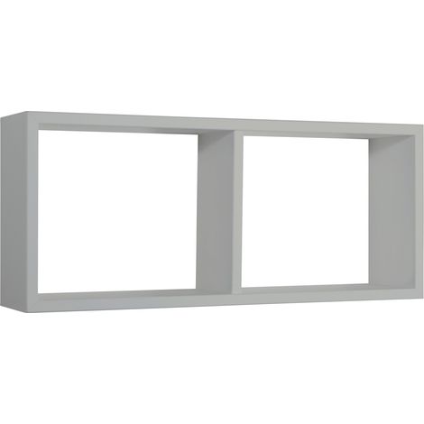 Mensola Rettangolare 2 Scomparti da Parete 70x30x15,5 cm in Fibra di Legno Morgana Grigio Sasso (1/5)