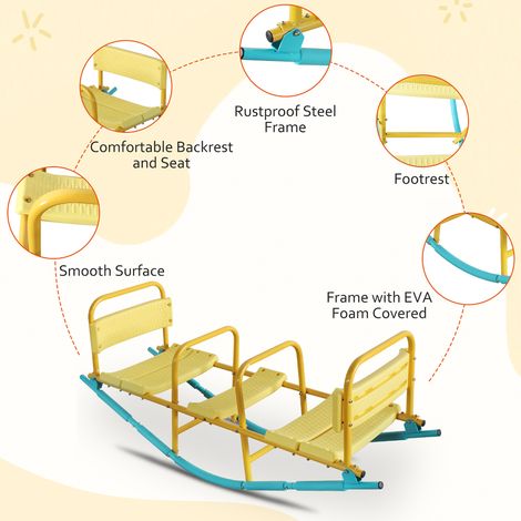 Bascule triplace 132,99 cm pour enfants, jeu de plein air/jardin/école, sièges antidérapants avec dossiers ergonomiques, sécurité renforcée, équipement ludique extérieur. (1/5)