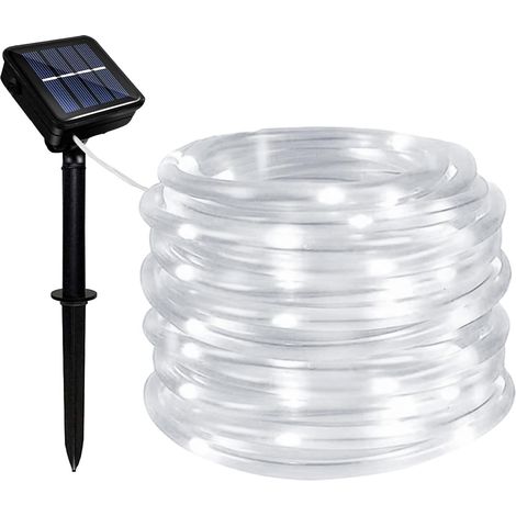 Solaire Tubes Lumineux, Étanche Guirlande Solaire 10 Mètre 8 Modes 100 LED Tube Lumineux Exterieur Solaire pour Piscine Mariage Fête de Noël Décorations de Vacances (1/5)
