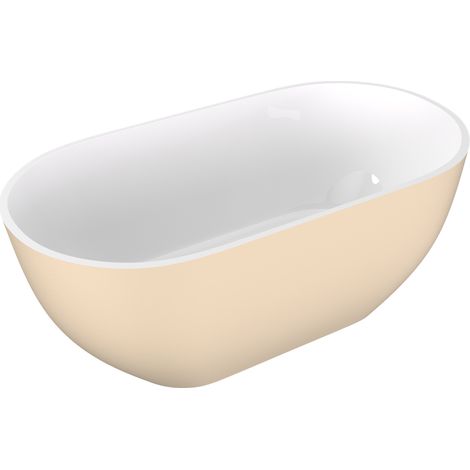 Baignoire îlot REDUTA, marbre coulé 150x75x58cm, blanc/beige mat (1/2)