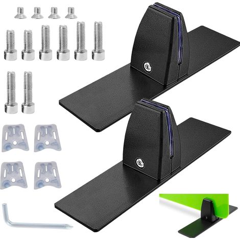 Lot de 2 pinces de séparation de bureau en forme de T - En alliage d'aluminium - Réglable - Pour partition de 2 à 25 mm d'épaisseur - Noir (1/5)