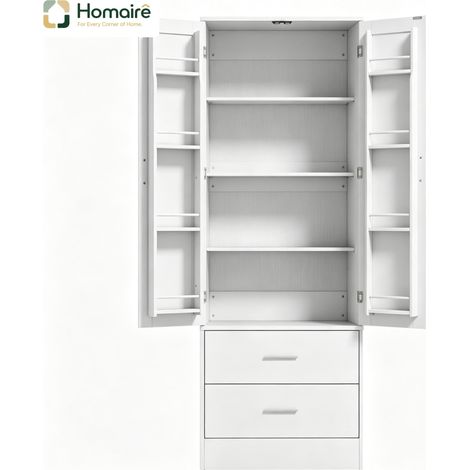 Weißer Aufbewahrungsschrank mit Schubladen aus weißem Holz 60 x 40 x 159 cm HOMAIRE (1/5)