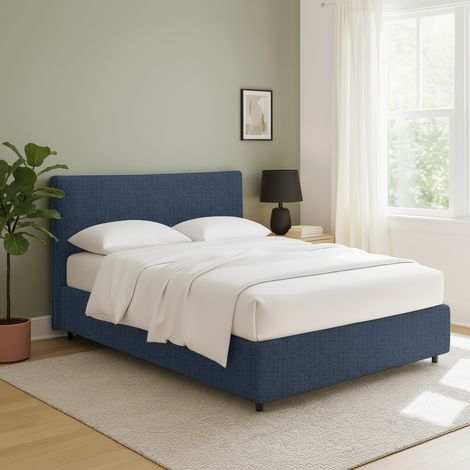 Letto Matrimoniale Tipton, Sfoderabile, Contenitore Made in Italy, blu (1/5)