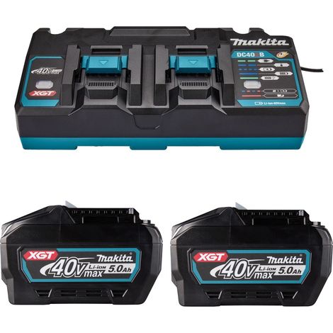 Makita BL4080F X2 40V Max 8Ah XGT Battery + DC40RB Fast Twin Dual Charger (1/5)