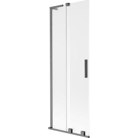 Mexen Velar L mampara de ducha 2 puertas corredizas 75 x 150 cm, escarcha, gris de pistola cepillado - 896-075-003-31-66 (1/5)