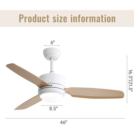 46-Zoll-Deckenventilator mit Licht - 3 ABS-Flügel, 6 Geschwindigkeitsstufen & DC-Motor mit Fernbedienung - ideal fürs Schlafzimmer