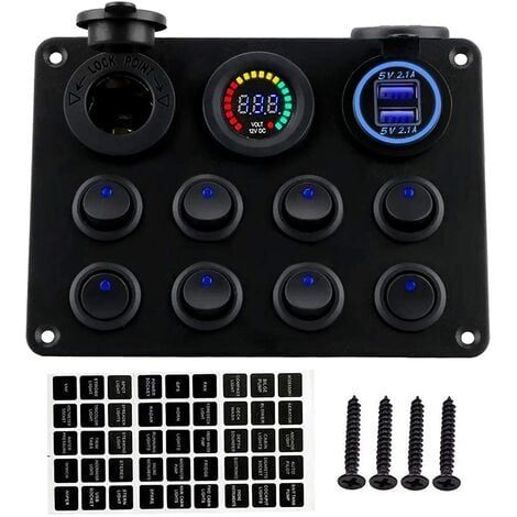 12V Panneau de Commutateur Marin, Port de chargeur USB ,étanche Interrupteurs à bascule pour Auto Bateau Voiture Véhicules Contrôle de circuit (1/4)