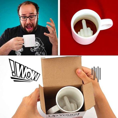 Tasse en céramique avec pouce levé, tasse à café amusante en 3D avec doigt d'honneur à l'intérieur,cadeau de farce fantaisie,11 oz (1/5)