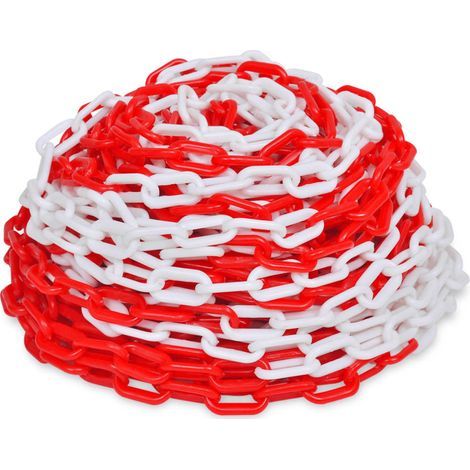 Chaîne de barrière de 30 m en plastique rouge et blanc (1/2)