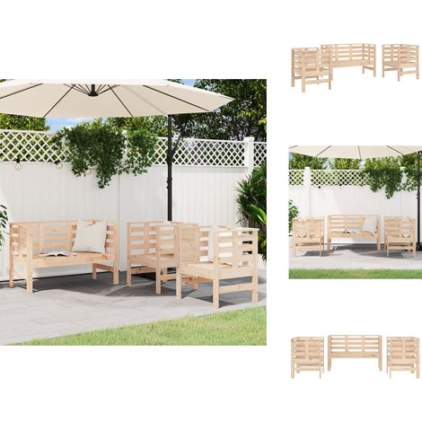 Salon de jardin 3 pcs bois massif de pin - Salon De Jardin - Mobilier De Jardin - Meubles De Jardin - Set De Salon Extérieur - Ensemble De Salon De Terrasse (1/5)