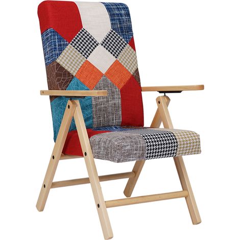 Poltrona legno reclinabile tessuto Patchwork Colorado - Molisana (1/4)