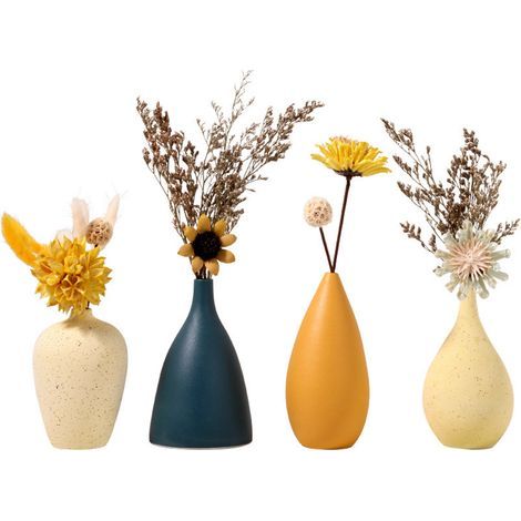 Vase en céramique pour fleurs, petit vase pour compositions florales fraîches, idéal pour la décoration de la maison ou du bureau. (1/5)