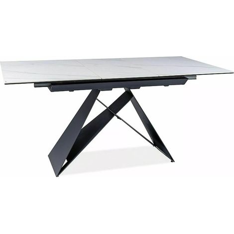 Table à manger design marbre blanc et noir 120-160cm Holly SG (1/5)