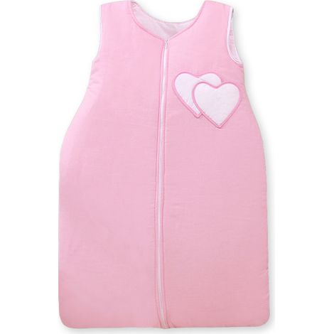 Saco de dormir de algodón para niños M (6-12 meses), TOG 2.5, aislante para todo el año, corazones rosas. (1/3)