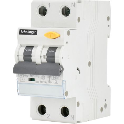 Disjoncteur différentiel 2P 16A 30mA Type AC – Protection contre surcharges et fuites – Montage sur rail DIN 35mm – Indice IP20 (1/5)