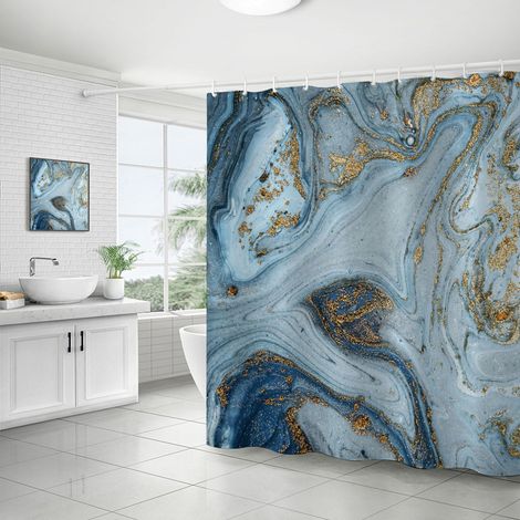 Rideau De Douche - Polyester Imperméable - Design Marbre Abstrait - Pour Baignoire - 178 X 178 Cm - 1 Pièce (1/5)