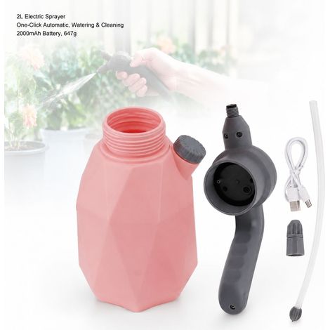 Spruzzatore elettrico da 2 litri - Ricaricabile automaticamente - Spruzzatore da giardino portatile e leggero, tipo standard rosa (1/5)