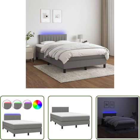 Matratze - Boxspringbett mit Matratze & LED Dunkelgrau 120x200 cm Stoff (1/5)