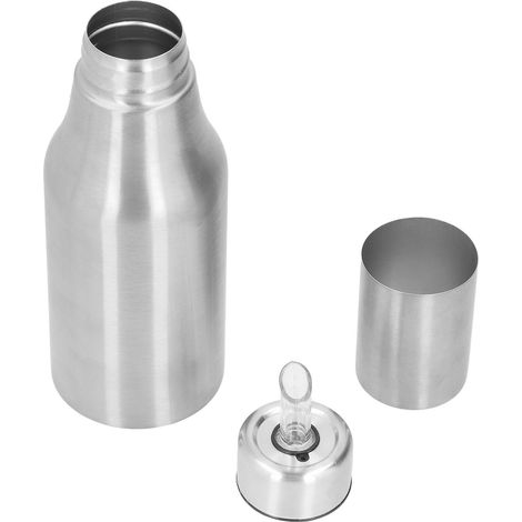 Distributeur d'huile d'olive en acier inoxydable 500 ml, étanche et anti-poussière, carafe à huile d'olive de cuisine argentée (1/5)