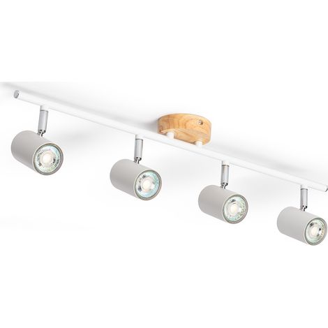 Lámpara de Techo Orientable Madera y Metal 4 Focos Albus Natural