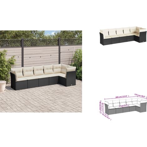 Salon de jardin 6 pcs avec coussins noir résine tressée - Salon De Jardin - Canapé Extérieur - Meuble De Jardin - Ensemble Salon De Jardin - Mobilier De Jardin (1/3)