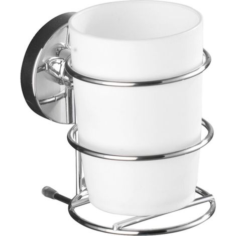 Lot de 2 gobelets à dents Milazzo, Système Fixation Vaccum-Loc® sans perçage, repositionnable, Charge jusqu'à 33kg, 7,5x11,5x9,5 cm, Argent (1/5)