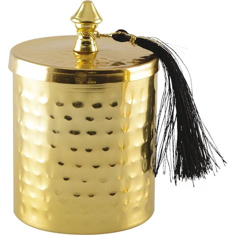 Boîte de conservation en métal martelé doré pour thé café sucre cuisine 8 x 8 x 12 cm - PANGIVO (1/3)