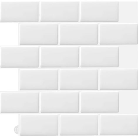 10 Pcs White 3D Adhesive Wall Tile Stickers for Kitchen and Bathroom (30.5 x 30.5 cm) (1/5)
