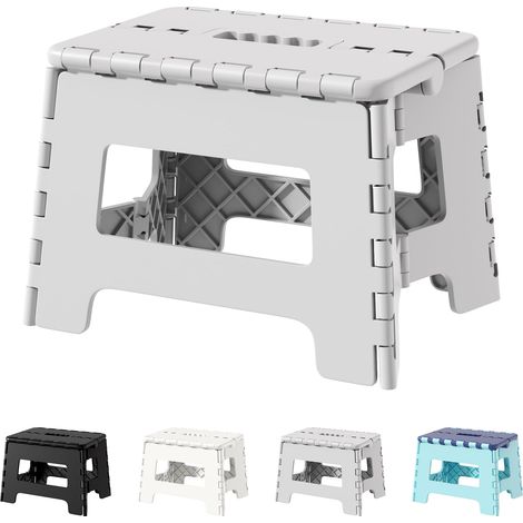 Marchepied Pliable en Plastique de 21 cm - pour Adulte - Marche Pliante et Portable - pour Chambre à Coucher - Gris (1/5)