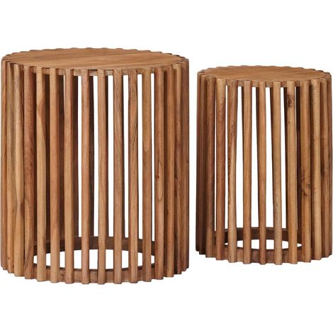 vidaXL Handmade Side Table Set 2 pcs Teak Brown 40 x 40 x 45 cm