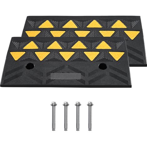 Mophorn Rampa per Soglia in Gomma Capacita Carico Max. 15 Tonnellate 2 Pezzi, Rampa per Soglia Superficie Antiscivolo Buchi per Drenaggio Altezza 11 cm Rampa Soglia Antiscivolo per Salita Facile 2 Pz