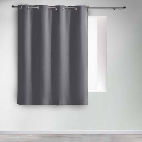 1x Rideau à Oeillets, Occultant Uni, 8 Oeillets, Ardoise, Salon Chambre