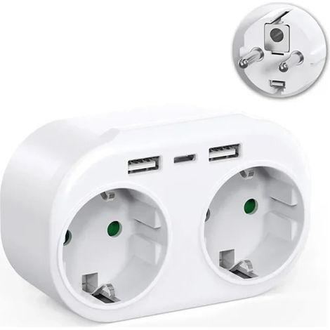 Steckdose mit USB+C-Anschluss, Ladeanschluss, Wandnetzteil und Verlängerungskabel, geeignet für den Einsatz zu Hause und im Büro.