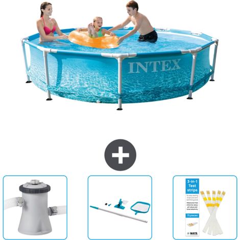 Intex-Schwimmbecken mit rundem Rahmen – 305 x 76 cm – Wasserdruck – im Lieferumfang enthalten Accessoire CB82