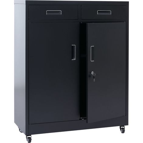Armoire à dossiers HWC-O89, armoire en acier, armoire de bureau, roulettes, portes, tiroirs verrouillables, métal, 116 x (1/5)