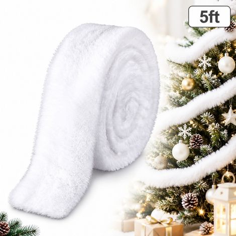 1 Pièce, Ruban de Guirlande de Noël en Fausse Fourrure Blanche, 5.1 cm, pour Fêtes (1/5)