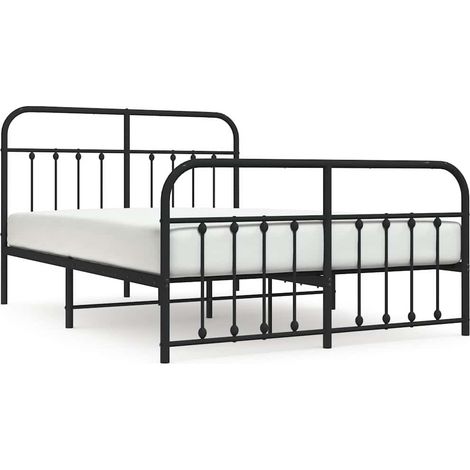 Lit Double, Lit Contemporain, Cadre de Lit métal avec pied de lit noir 150x200cm q7272 (1/5)