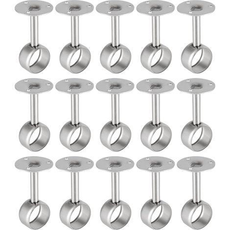 Supports de penderie en acier inoxydable - Lot de 15, supports muraux avec vis, adaptés aux tubes de 19 mm, robustes et esthétiques