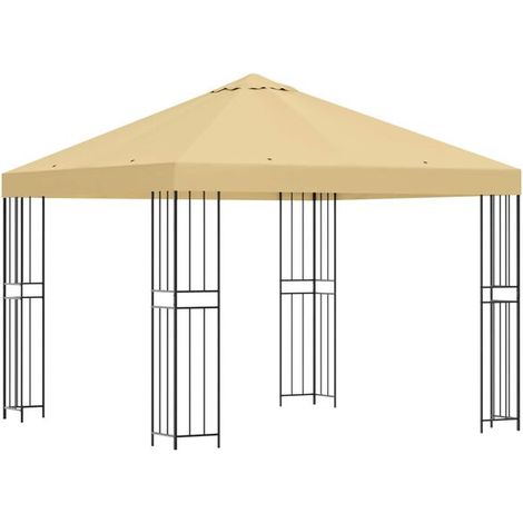 Gazebo de 3 mètres, fibre de polyester beige et acier, 190 g/m² (1/5)