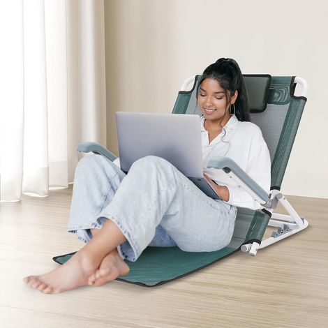Support de Dossier Réglable pour Lit, Repose-Dos Pliant Abdominal avec Accoudoirs en Tissu, Dossier de lit réglable vert moderne, dossier de siège auto pliable autoportant (1/5)