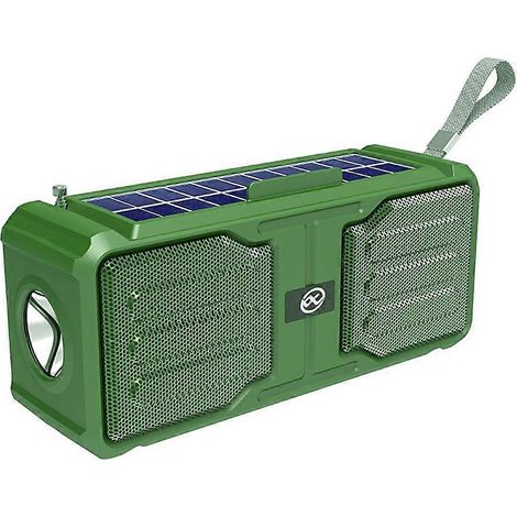 Enceinte stéréo Bluetooth solaire avec lampe torche verte (1/5)