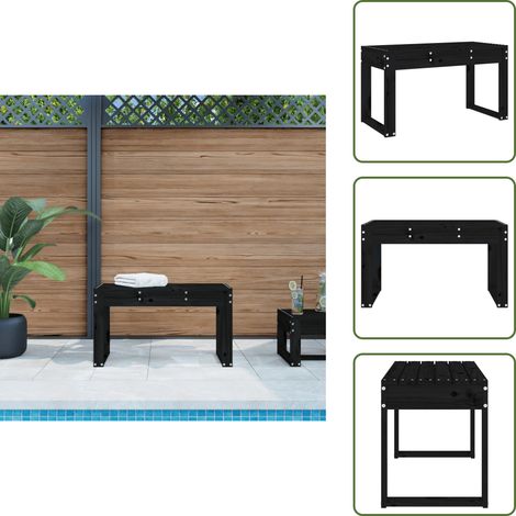 The Living Store Gartenbank Schwarz 80x38x45 cm Massivholz Kiefer - Gartenbank - Holzmöbel - Gartenmöbel - Outdoor Möbel - Kiefernholz