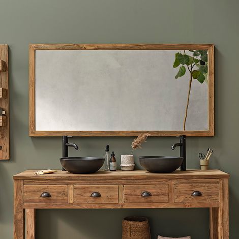 Miroir rectangulaire en teck recyclé massif (1/5)