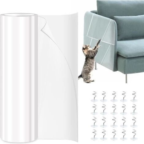 Sofabezug mit Kratzschutz für Katzen, 30 cm x 500 cm, transparent, selbstklebend, Kratzschutz für Möbel, inklusive 20 Schrauben (1/5)