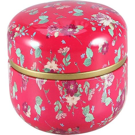 Petit pot à thé rouge en fer-blanc, compatible avec le stockage des feuilles de thé et doté d'un double couvercle. (1/5)