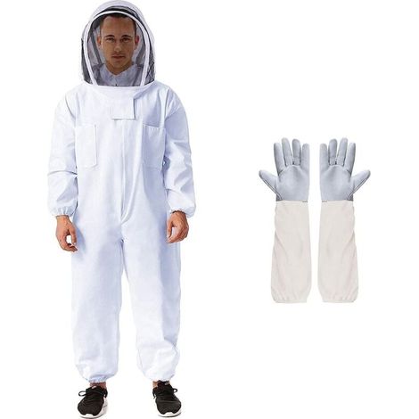 Combinaison d'apiculteur professionnelle unisexe, comprenant des gants et une capuche respirante. (1/4)