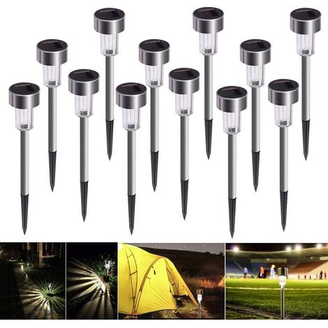 Lampe Solaire Extérieure de Jardin, Lampe de Jardin LED sans Fil Décoration Éclairage Solaire Extérieur pour Chemin de Pelouse Étanche IP65 Automatique Rechargeable Lumière - 10 Pcs Blanc - RW (1/5)