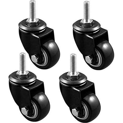 Roues pivotantes X4, avec Frein roulettes à Tige filetée de 1,5 / 2in, Un matériau en polyuréthane, Boulon M8 / M10, Bricolage de Meubles (Couleur: X4 sans Frein, Taille: 1.5in40mm (1/5)