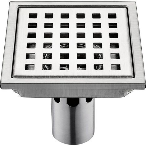 Siphon de Sol Siphon De Sol en Acier Inoxydable Salle De Douche Salle De Bain Grand Déplacement Treillis Carré Déodorant (Color : Metallic, Size : 15x15cm) (1/4)